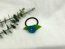 Load image into Gallery viewer, Rose Hair Band - Blue, Brown Elastic