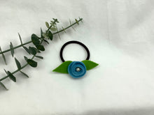 Load image into Gallery viewer, Rose Hair Band - Pastel Blue, Brown Elastic